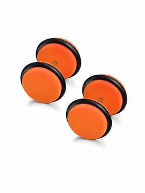 Orange Black Faux Gauge Earrings Fake Plug Studs 18G 8mm